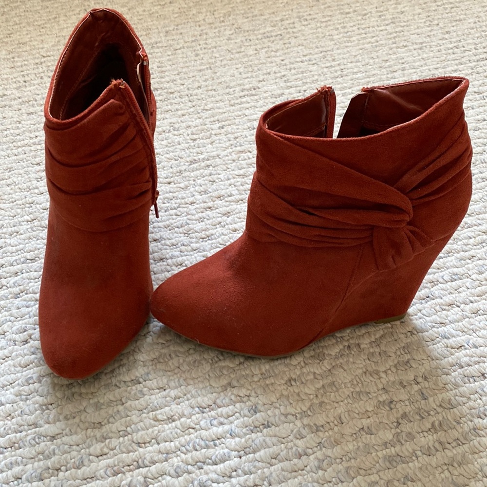 Suede wedge heels